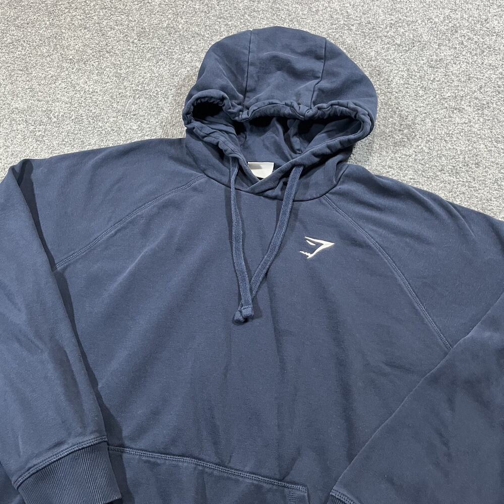 Gymshark Hoodie Mens Large Blue Sweatshirt Cotton Blend Drawstring Athleisure